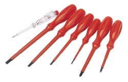 Insulated  screwdrivers  and  mains tester 7 piece set