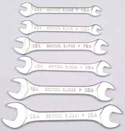 6 piece BA open-ended midget        spanner set