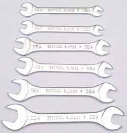 6 piece BA open-ended midget        spanner set