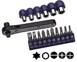 Ratchet offset screw and socket     driver set