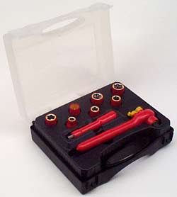Insulated 1/2 ins square driver socket set